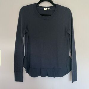 Gap Ruffle Trim Wool Blend Sweater in Navy Blue size Small